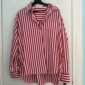 Frankie Shop Red & White Stripe Button Down Shirt